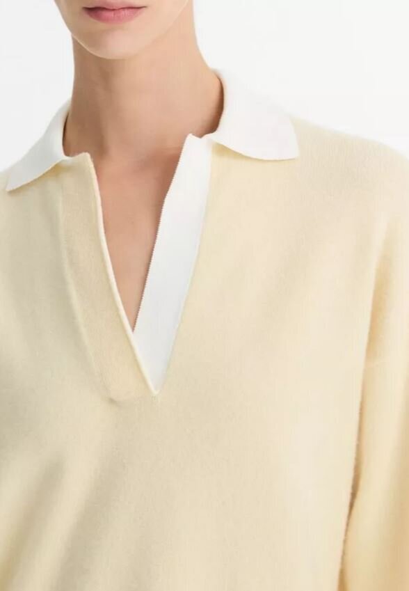 Polo en laine vanille à manches longues Vince