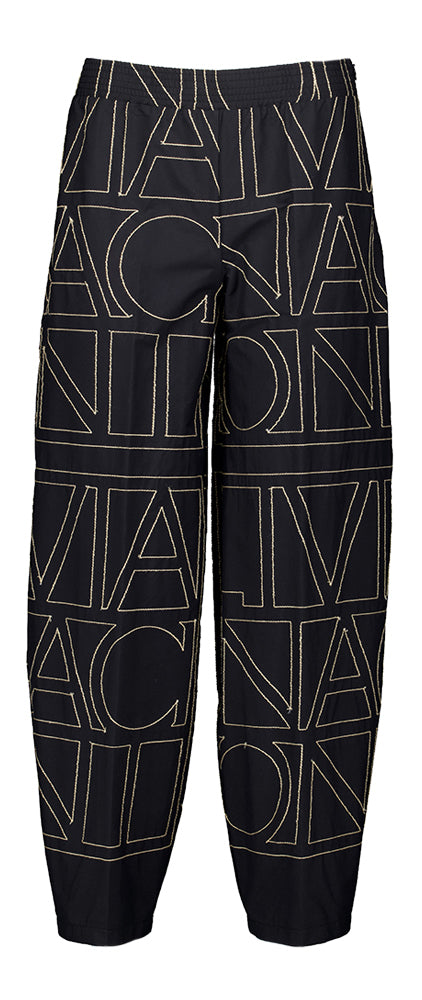 Pantalon en coton noir imprimé Liviana Conti