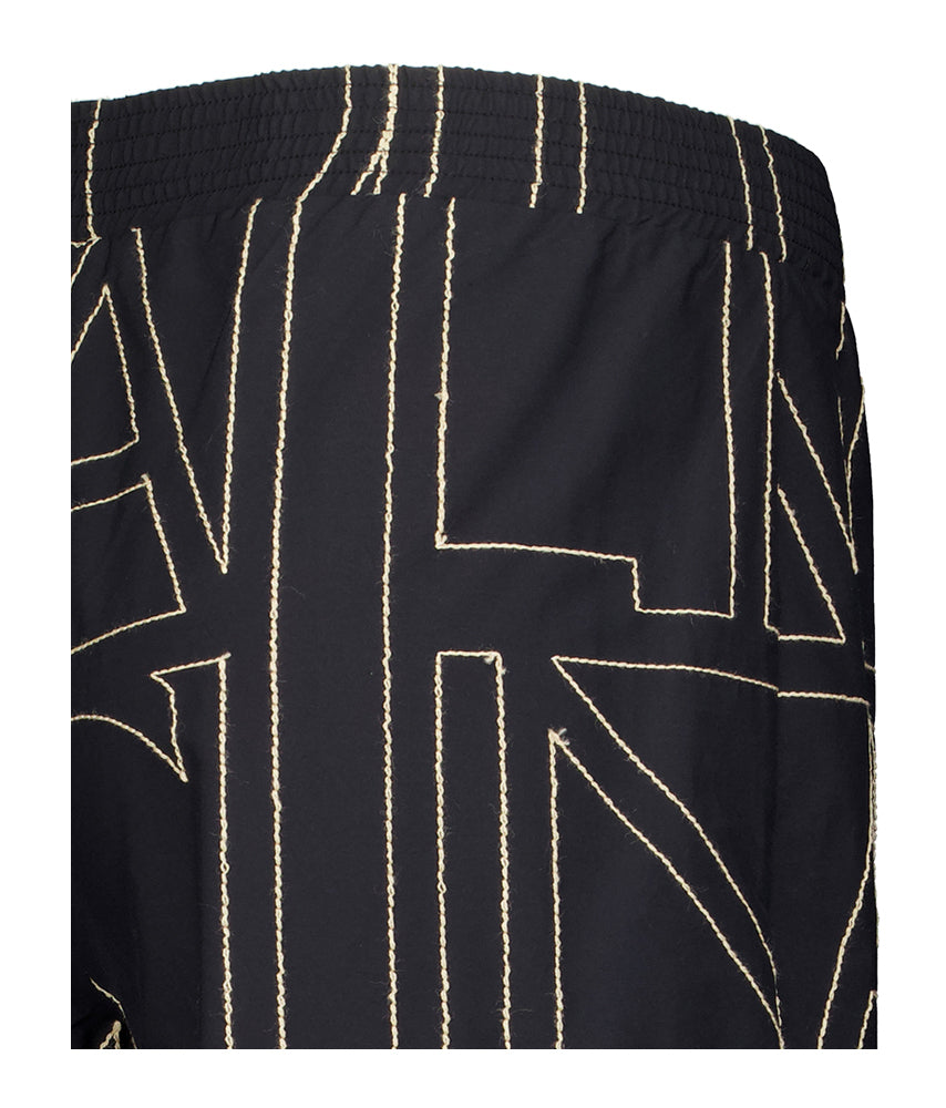 Pantalon en coton noir imprimé Liviana Conti