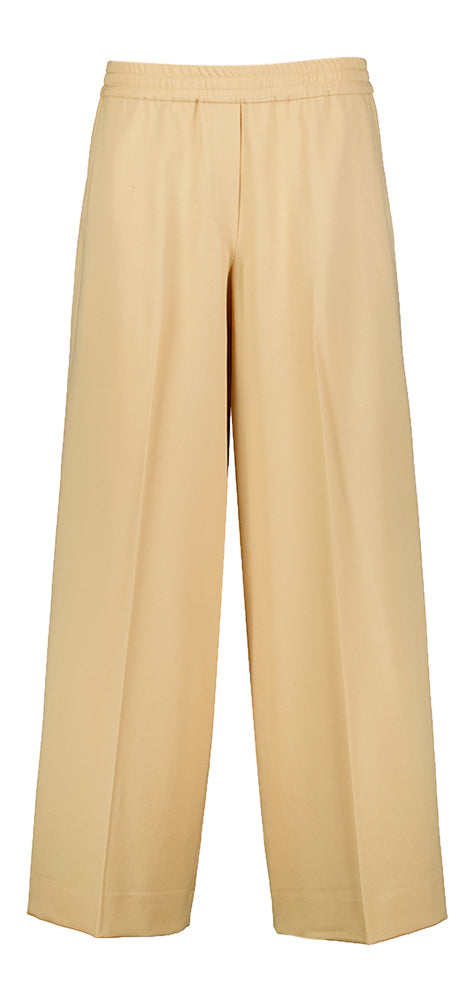 Pantalon large beige foncé ample avec élastique Liviana Conti