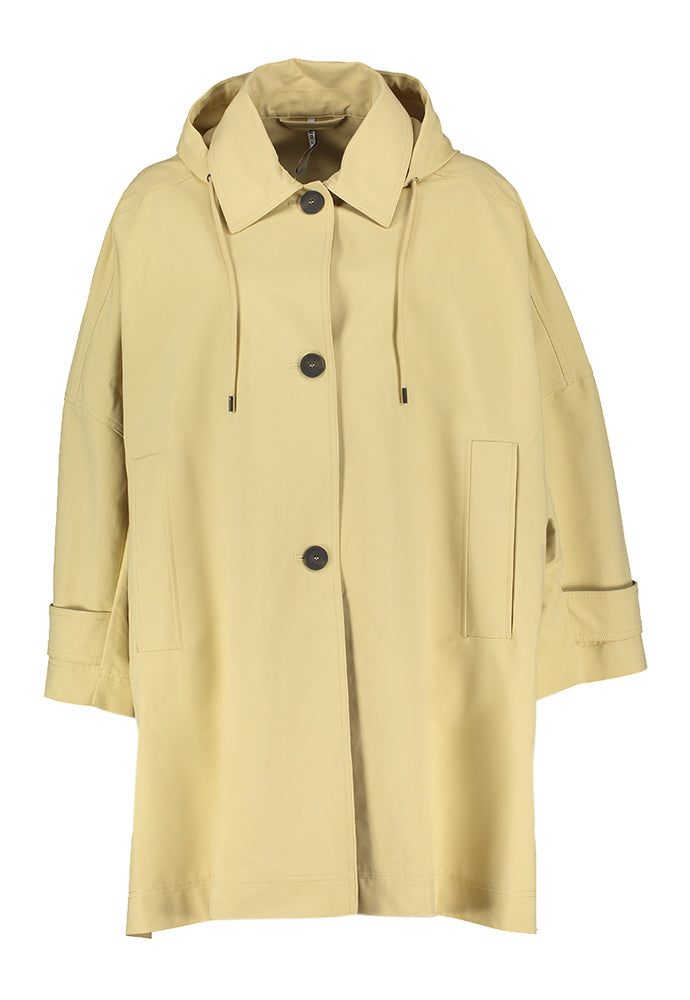 Beige oversized parka met spit aan beide kanten Liviana Conti