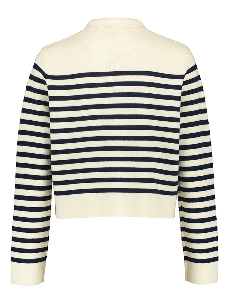 Ecru cardigan met blauwe strepen Pam Grace & Mila