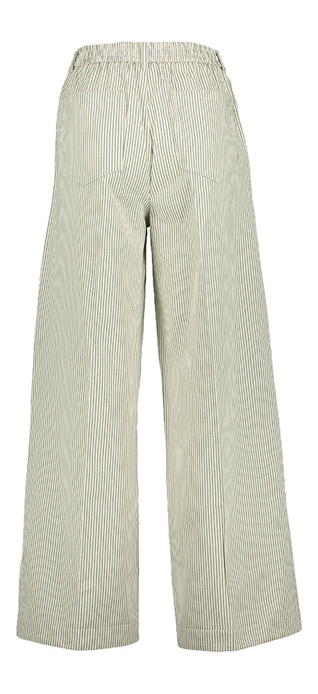 Pantalon large écru à rayures grises et élastique Patine Grace &amp; Mila