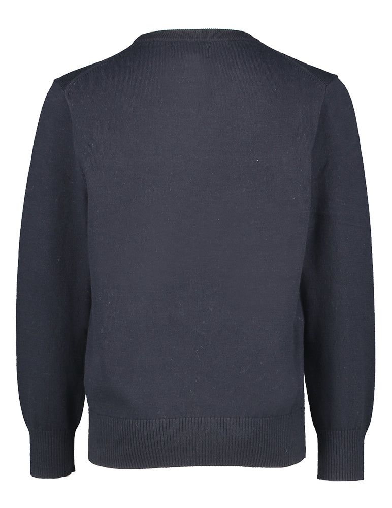 Pull bleu foncé avec logo rouge de la marque Ralph Lauren
