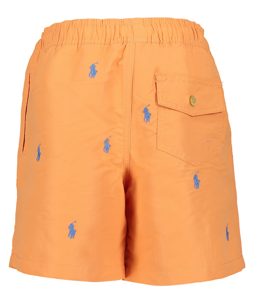 Oranje zwemshort met blauw merklogo Ralph Lauren
