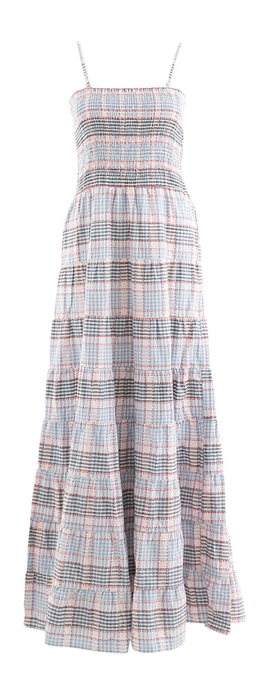 Robe à carreaux Dalel Frnch avec smocks en haut