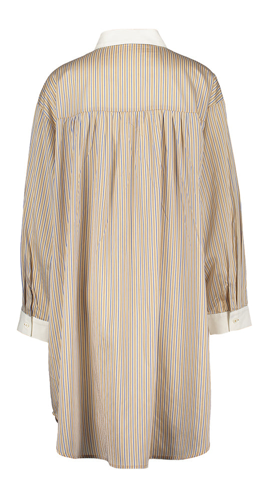 Beige oversized hemdjurk met blauwe strepen Luane FRNCH