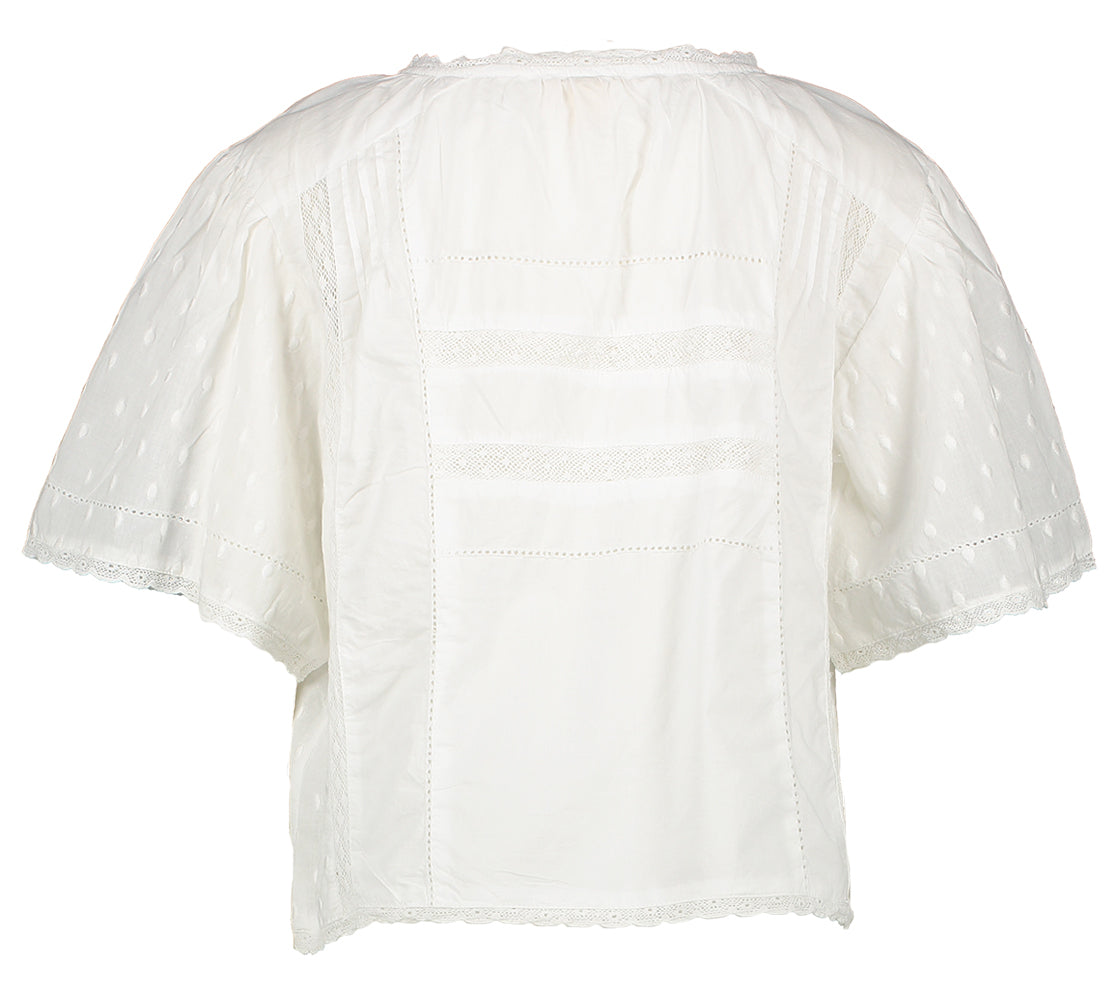 Chemisier en coton blanc orné de dentelle Heko Bellerose