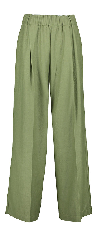 Kaki groene wijde broek met bandplooi Vezza Bellerose