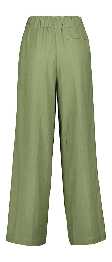 Kaki groene wijde broek met bandplooi Vezza Bellerose