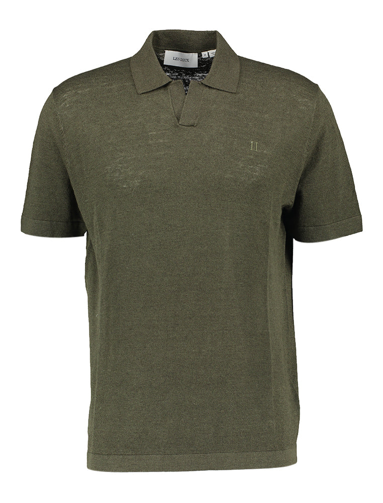Polo en lin vert kaki Les Deux