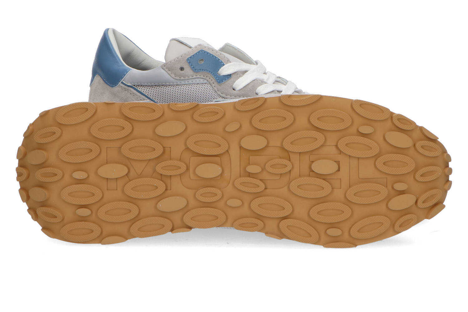 Baskets basses grises avec détails bleu clair, modèle Tklu Philippe