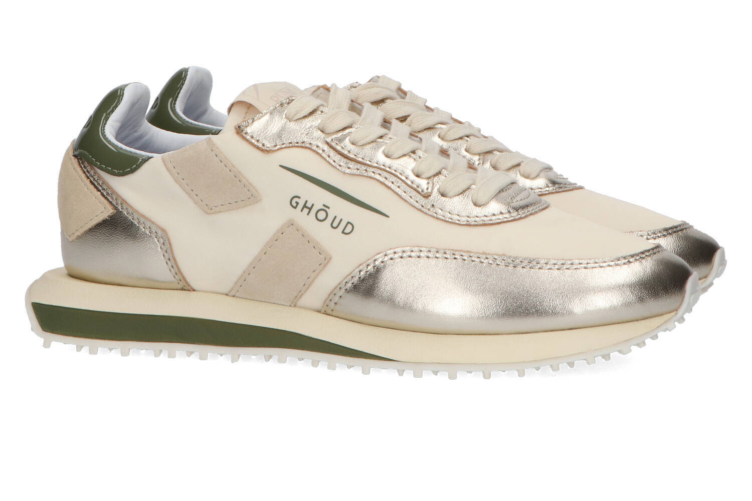 Multicolor lage sneakers met goud en kaki accenten Ghoud