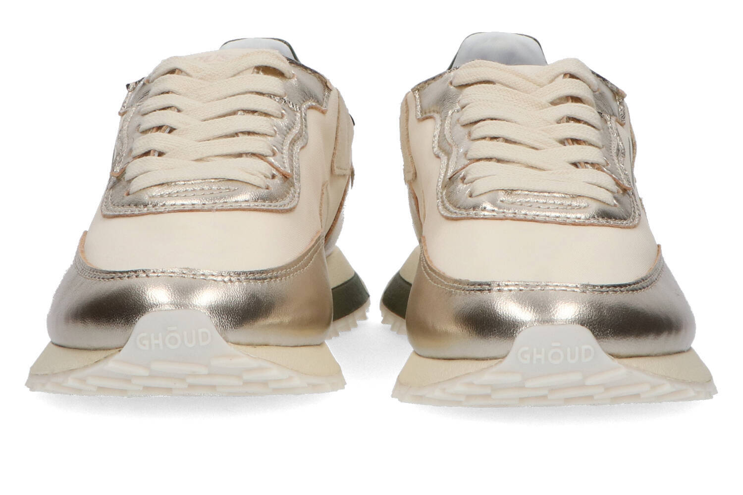 Multicolor lage sneakers met goud en kaki accenten Ghoud