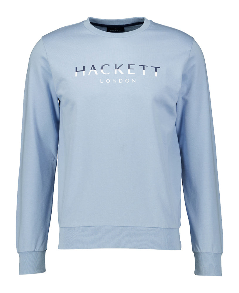 Lichtblauwe sweater met merknaam Hackett