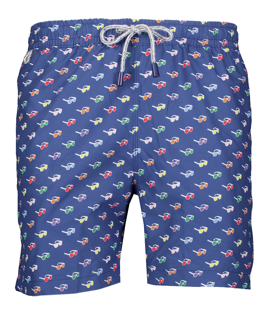 Blauwe zwemshort met zonnenbrillen Mc Alson