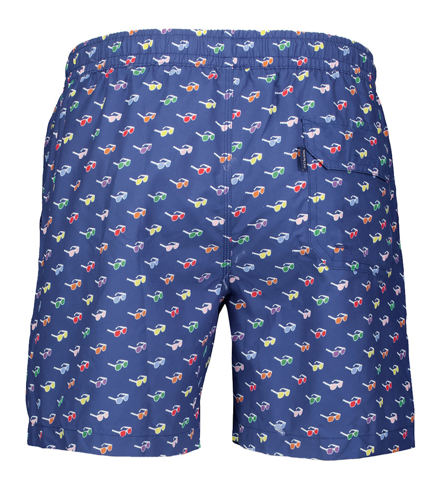 Blauwe zwemshort met zonnenbrillen Mc Alson