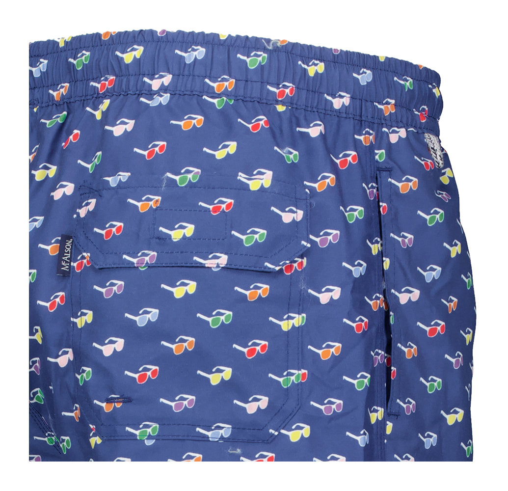 Blauwe zwemshort met zonnenbrillen Mc Alson