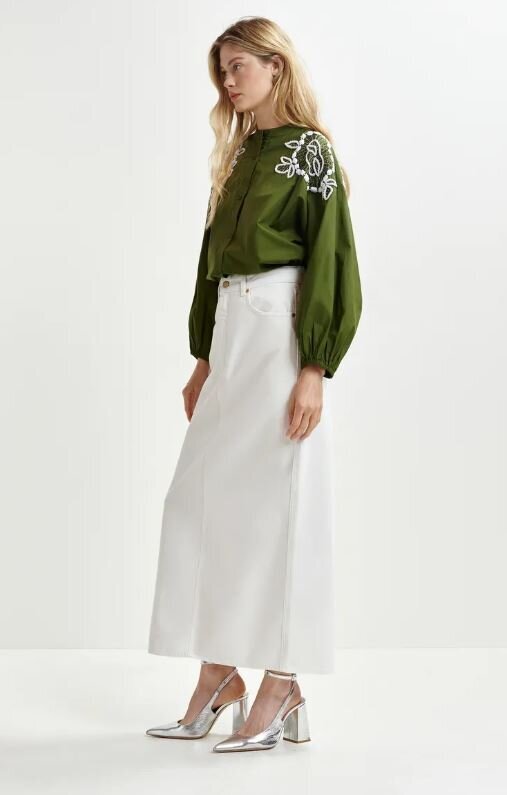 Jupe en jean blanc fendue Hobbit Essentiel