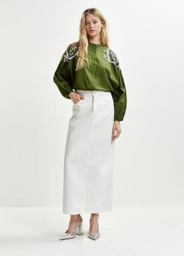 Jupe en jean blanc fendue Hobbit Essentiel