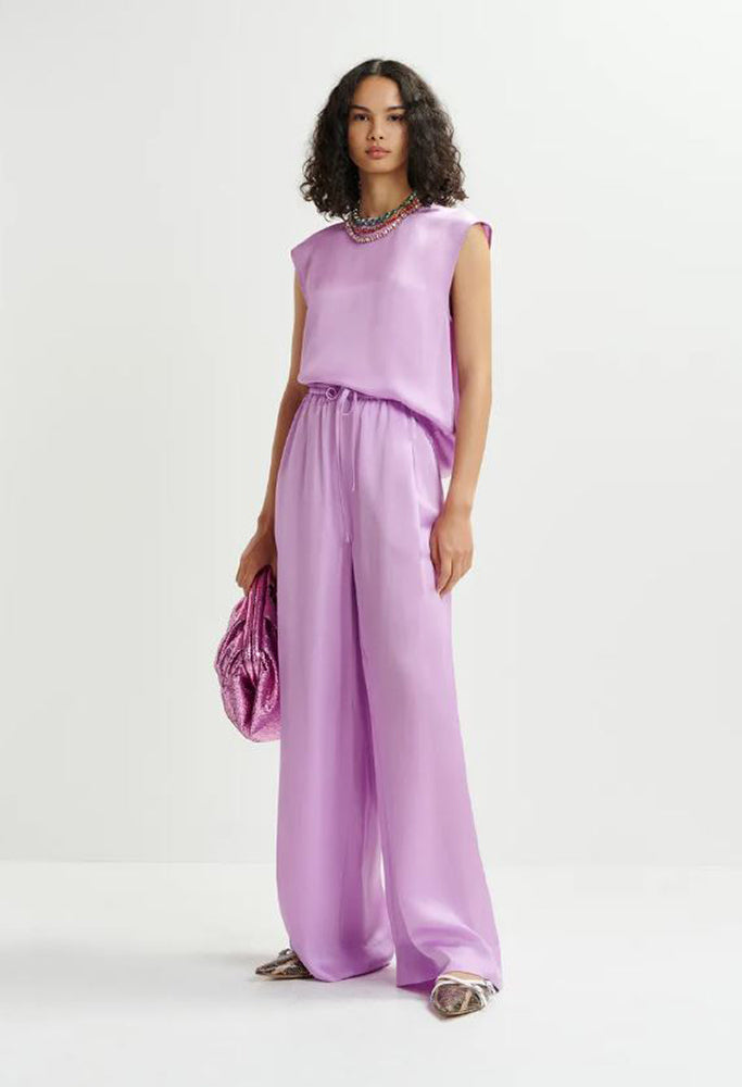 Pantalon violet Hollusk Essentiel à jambes larges