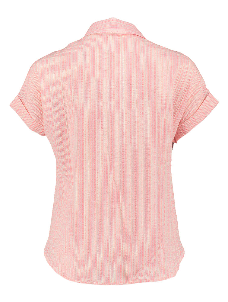 Blouse écru à rayures roses et orange Signe Nature