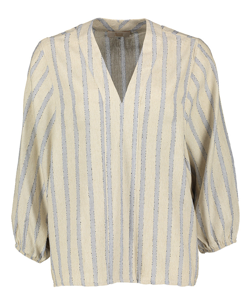 Blouse beige à rayures bleues Signe Nature