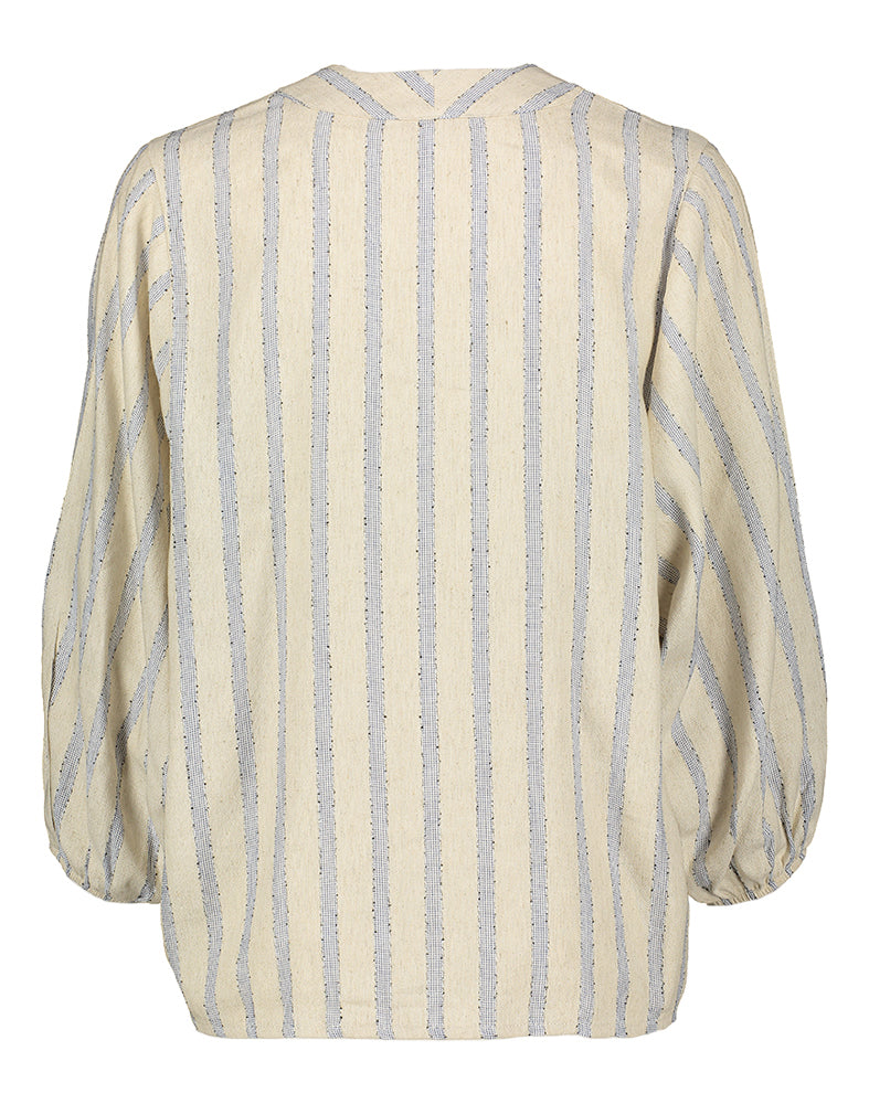 Blouse beige à rayures bleues Signe Nature