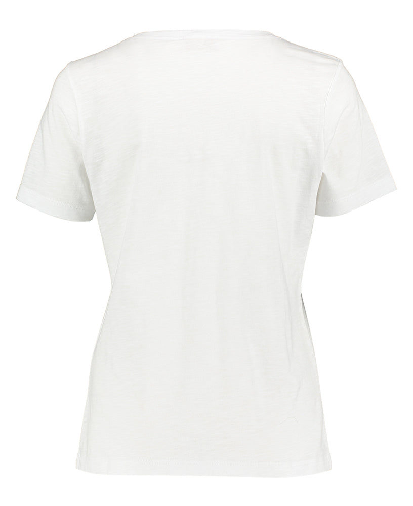T-shirt blanc avec détail argenté sur la poche poitrine Signe Nature