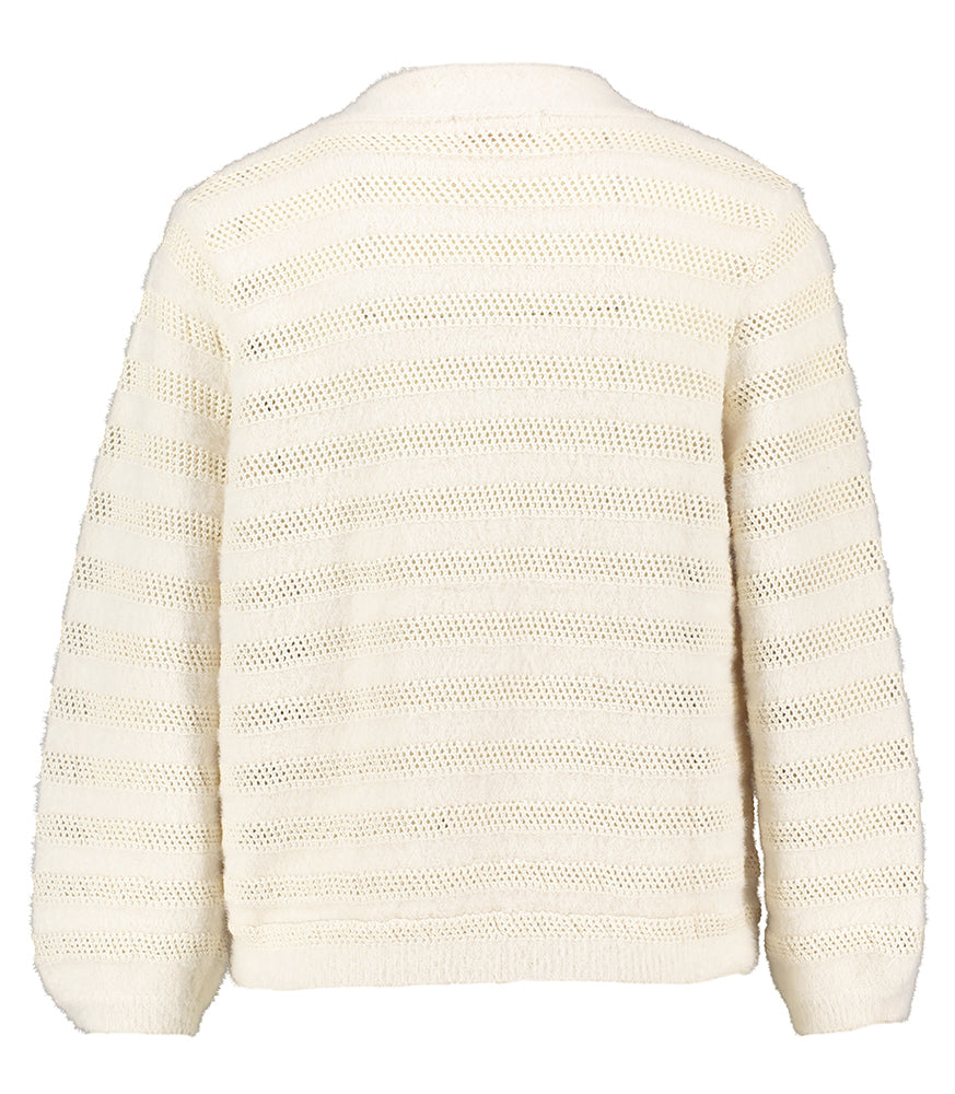 Ecru zachte gilet met gehaakte strepen Signe Nature