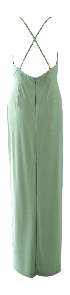 Robe cocktail vert kaki brillant avec fente sur le devant Vera Mont
