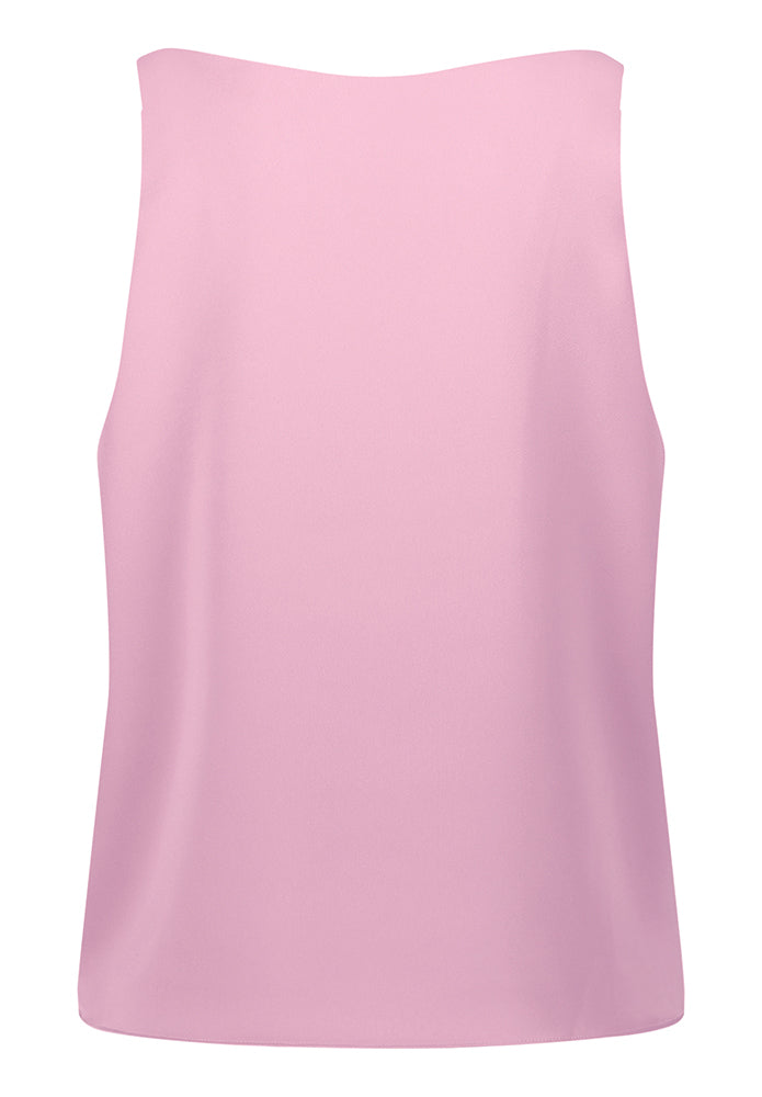 Oudroze glanzende top met V-hals Vera Mont
