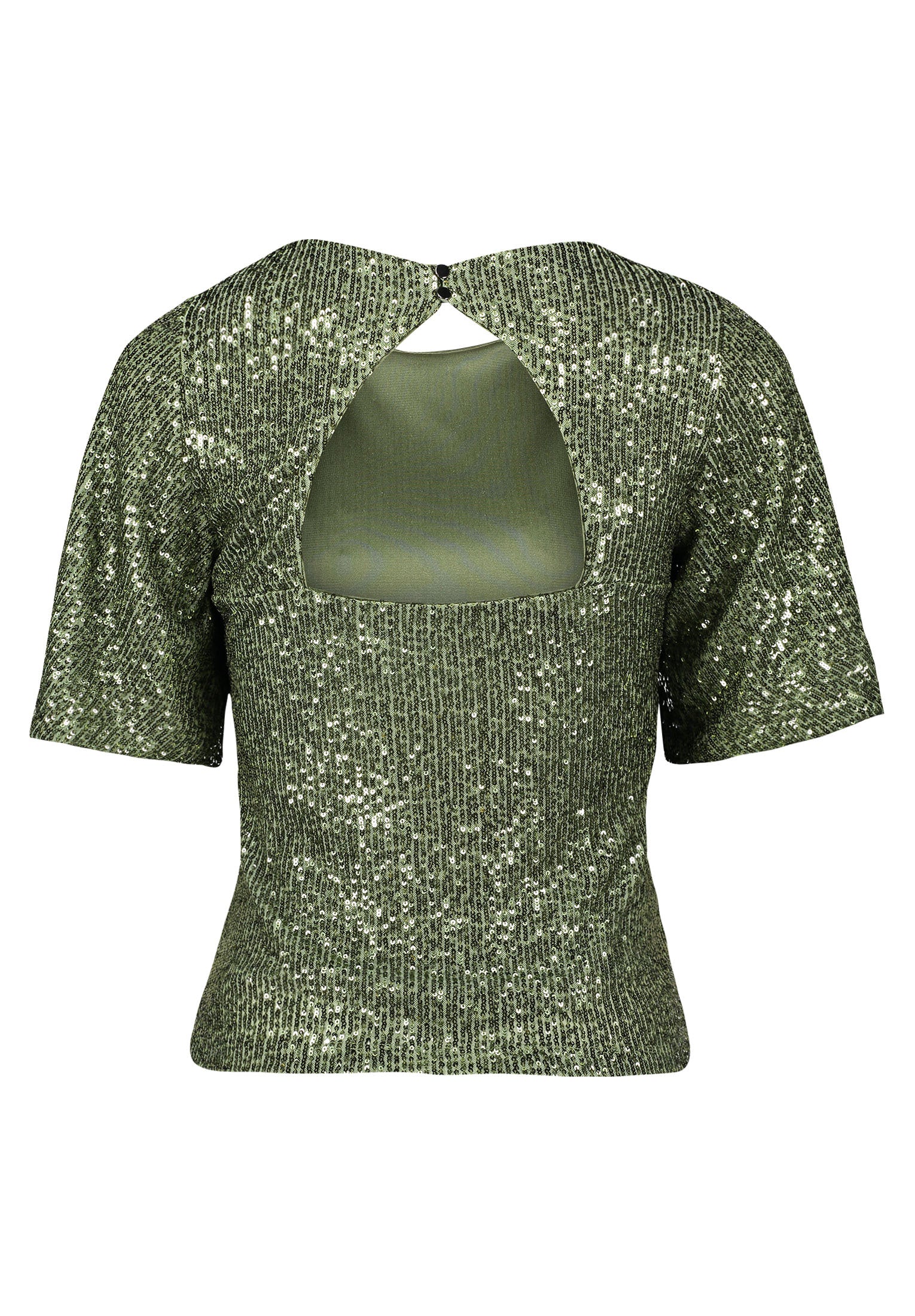 T-shirt vert à paillettes, manches courtes et col rond, Vera Mont