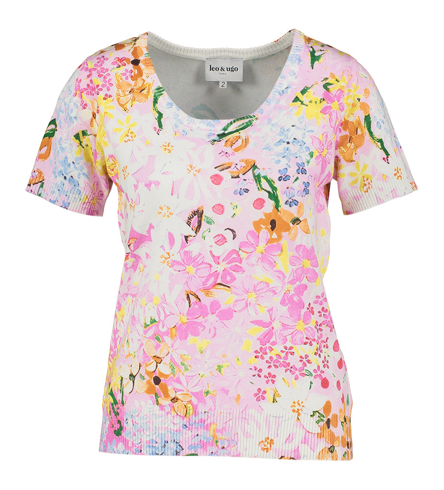 Multicolor twinsetje in bloemenprint Det Leo & Ugo