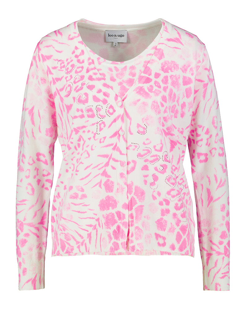 Roze cardigan en top in 2-delig set Leo & Ugo