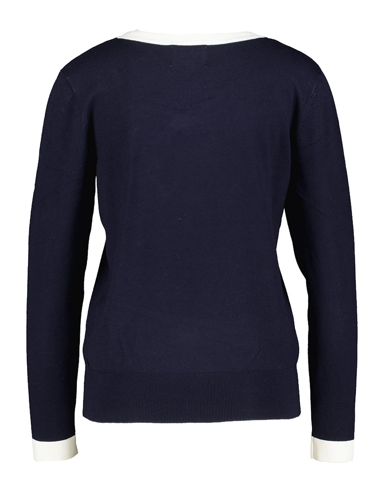 Pull bleu foncé avec nœud blanc Leo &amp; Ugo