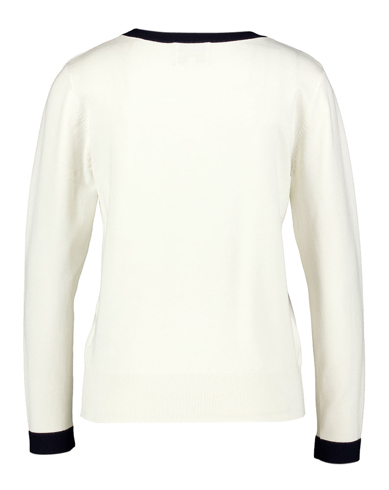 Pull blanc avec nœud bleu Leo &amp; Ugo