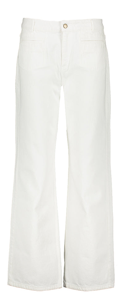 Jean blanc coupe droite taille haute et poches plaquées Smile Indee