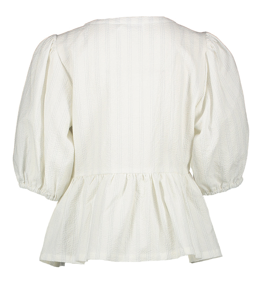 Chemisier blanc à rayures bleu clair Sweet Indee