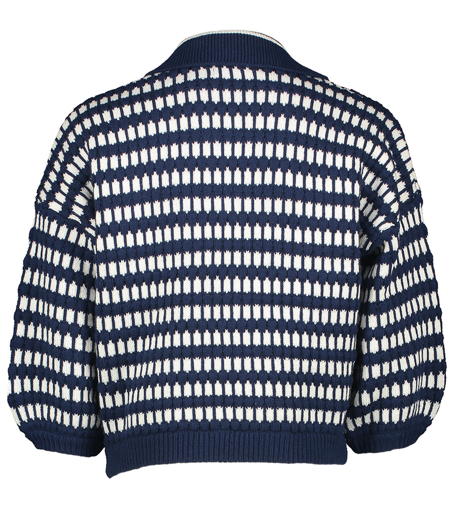 Pull rayé bleu et blanc à col Sablon Indee