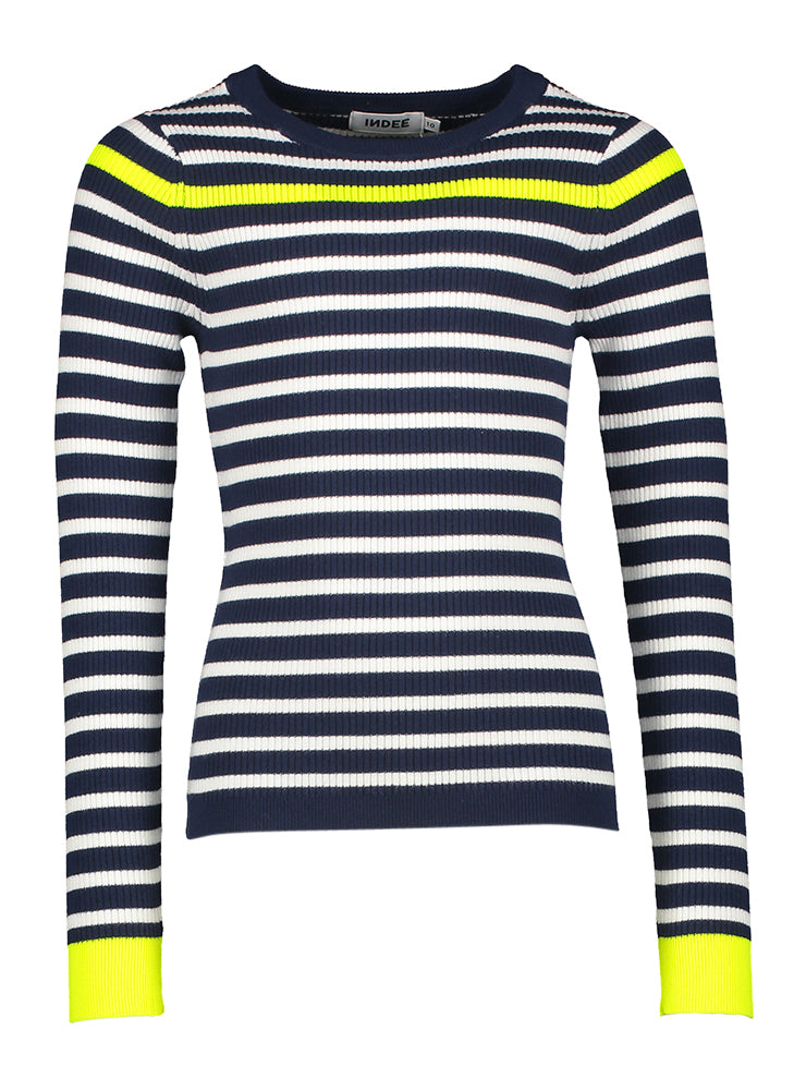 Pull rayé multicolore en maille côtelée Salto Indee