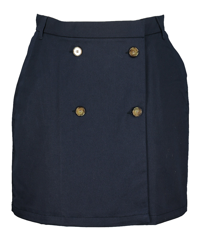 Jupe bleu foncé à boutons marrons Sunday Indee