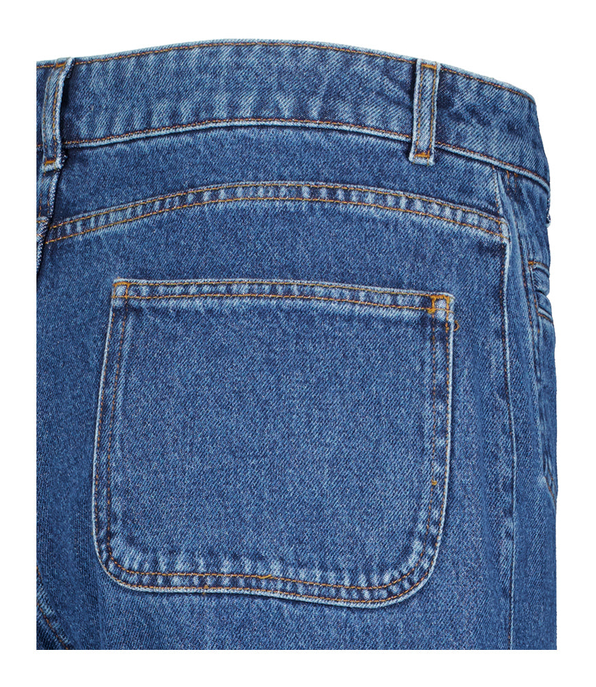 Donkerblauwe straight fit jeans met hoge taille Smile Indee