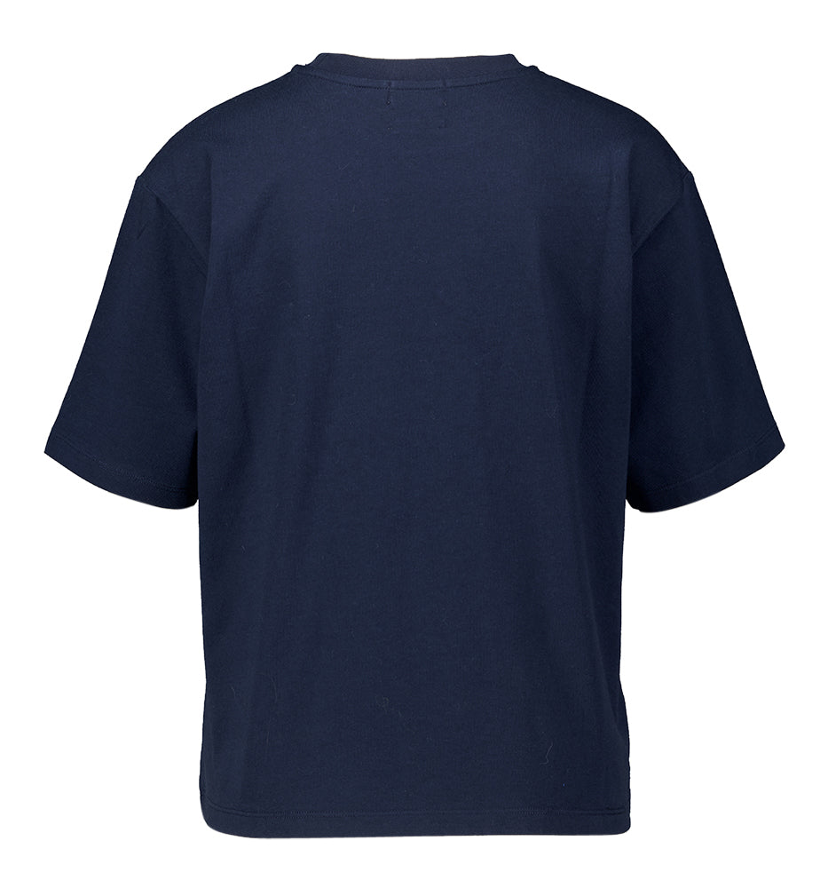 T-shirt bleu foncé avec logo, membre Sienna Indee