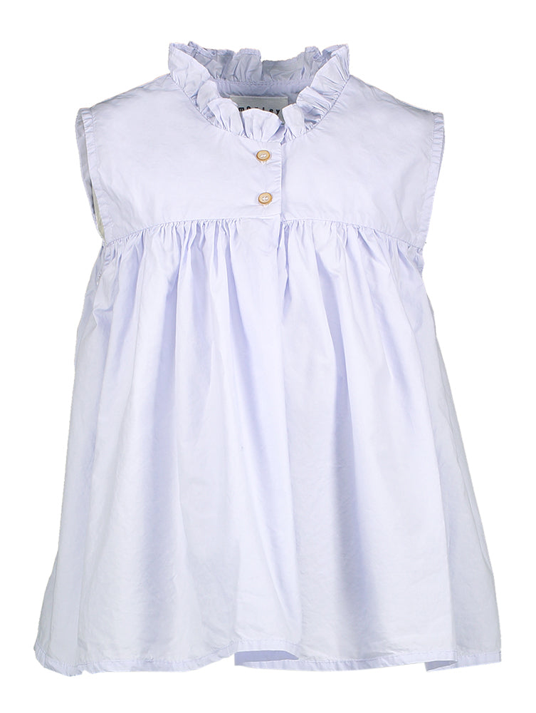 Blauwe katoenen bloes met plooien Wisteria Prisma Morley