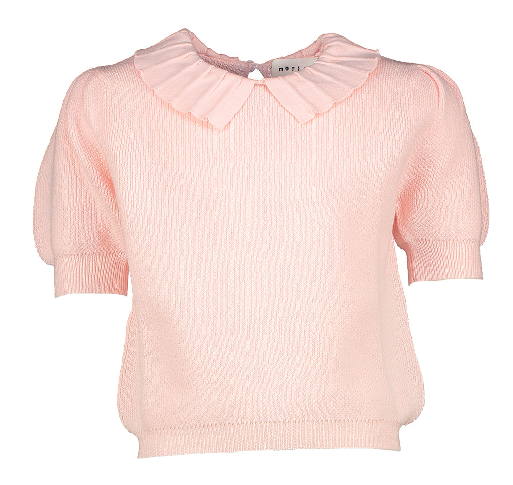 T-shirt rose à col décoratif Wesley Morley