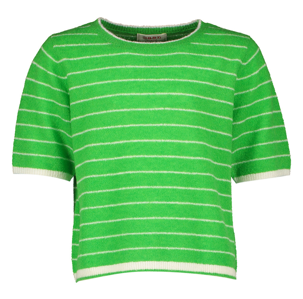 Pull en laine verte à rayures blanches Pico Maan