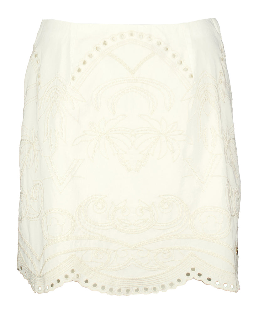 Jupe blanche en coton brodée Cati Josh V