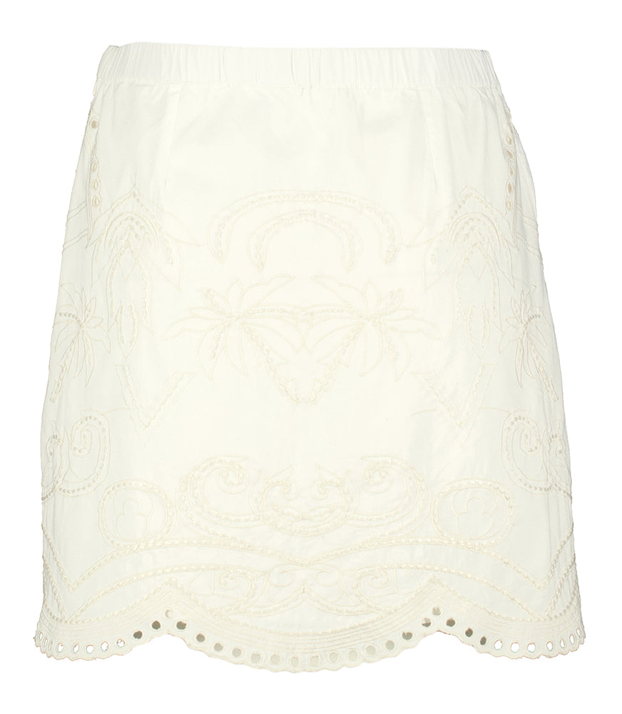 Jupe blanche en coton brodée Cati Josh V