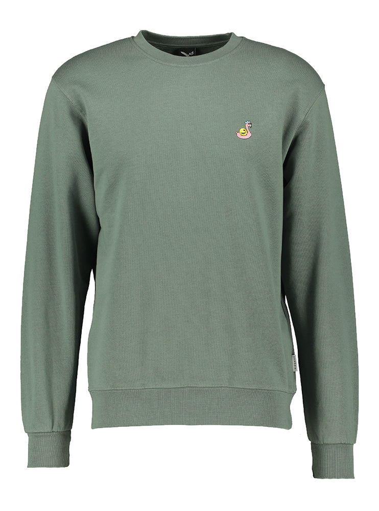 Kaki sweater  met flamingo Iriedaily